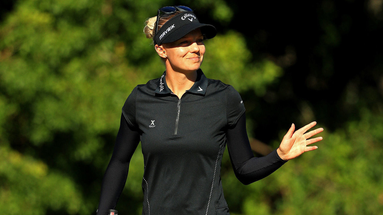 BOCA RATON, FLORIDA - JANUARY 26: Madelene Sagstrom of Sweden reacts to a putt on the fifth hole during the final round of the Gainbridge LPGA at Boca Rio on January 26, 2020 in Boca Raton, Florida.