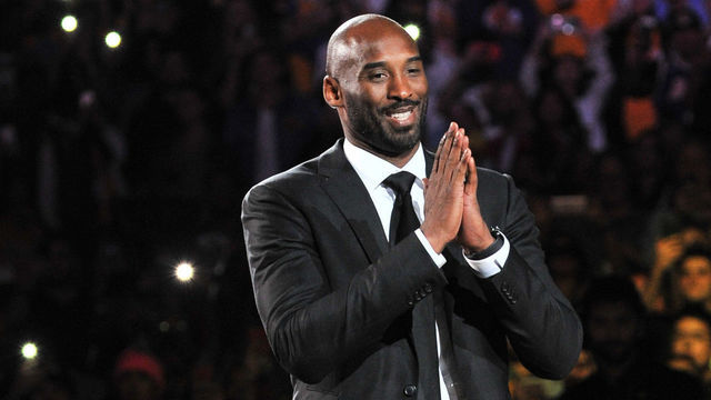 LOS ANGELES, CA - DECEMBER 18: Kobe Bryant attends his jersey retirement ceremony during halftime of a basketball game between the Los Angeles Lakers and the Golden State Warriors at Staples Center on December 18, 2017 in Los Angeles, California.