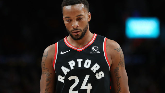PORTLAND, OREGON - NOVEMBER 13: Norman Powell #24 of the Toronto Raptors reacts against the Portland Trail Blazers in the first quarter during their game at Moda Center on November 13, 2019 in Portland, Oregon.