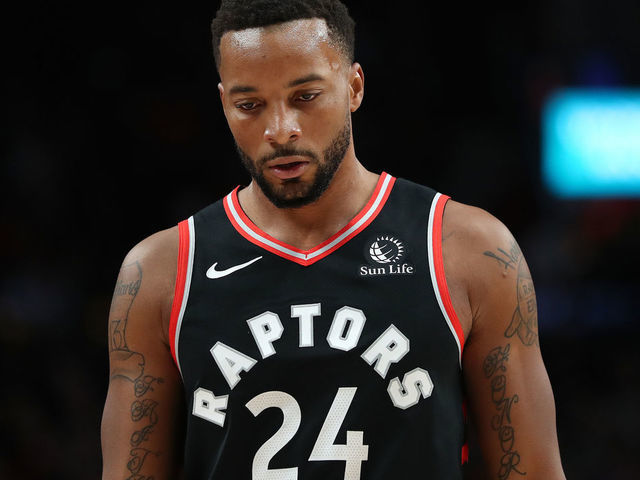 PORTLAND, OREGON - NOVEMBER 13: Norman Powell #24 of the Toronto Raptors reacts against the Portland Trail Blazers in the first quarter during their game at Moda Center on November 13, 2019 in Portland, Oregon.