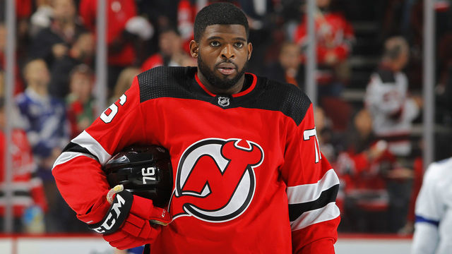 NEWARK, NEW JERSEY - JANUARY 12: P.K. Subban #76 of the New Jersey Devils before a game against the Tampa Bay Lightning at Prudential Center on January 12, 2020 in Newark, New Jersey. The Devils defeated the Lightning 3-1.