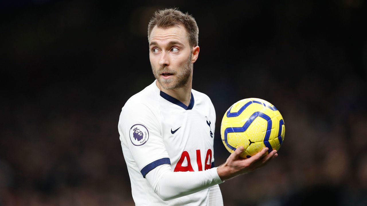 Tottenham Hotspur's Danish midfielder Christian Eriksen holds the ball during the English Premier League football match between Tottenham Hotspur and Norwich City at the Tottenham Hotspur Stadium in London, on January 22, 2020.