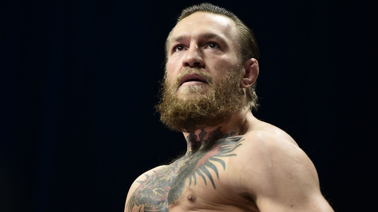 LAS VEGAS, NEVADA - JANUARY 17: Conor McGregor of Ireland poses on the scale during the UFC 246 weigh-in at Park Theater at Park MGM on January 17, 2020 in Las Vegas, Nevada.