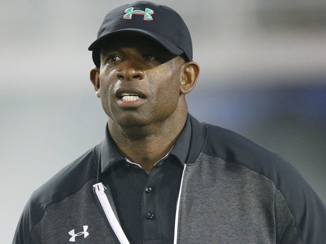 ORLANDO, FL - JANUARY 03: Team Ballaholics head coach Deion Sanders looks on during the Under Armour All-America Game between Team Ballaholics and Team Flash on January 3, 2019 at Camping World Stadium in Orlando, Fl.