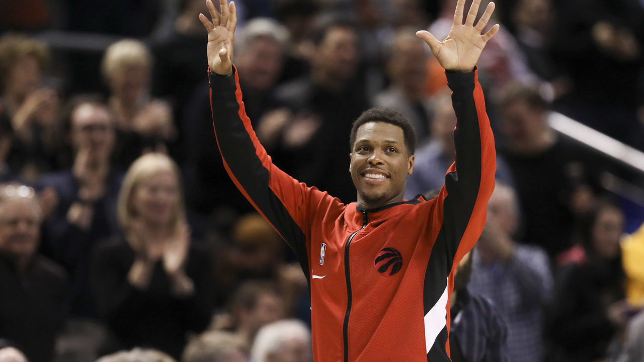 TORONTO, ON - January 28 In second half action, Toronto Raptors guard Kyle Lowry (7) acknowledges the crowd after it was announced that he has become the Raptors all time assist leader. The Toronto Raptors beat the Atlanta Hawks 130-114 at the Scotiabank Arena in NBA basketball action. January 28, 2020 (Richard Lautens/Toronto Star via Getty Images)