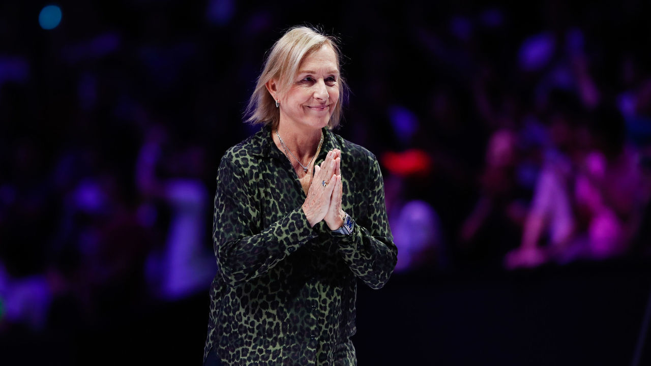 SHENZHEN, CHINA - NOVEMBER 03: WTA Legend Ambassador Martina Navratilova attends the trophy presentation ceremony following the Women's Doubles final match between Timea Babos of Hungary and Kristina Mladenovic of France, Su-Wei Hsieh of Chinese Taipei and Barbora Strycova of the Czech Republic on Day eight of the 2019 WTA Finals at Shenzhen Bay Sports Center on November 3, 2019 in Shenzhen, Guangdong Province of China.