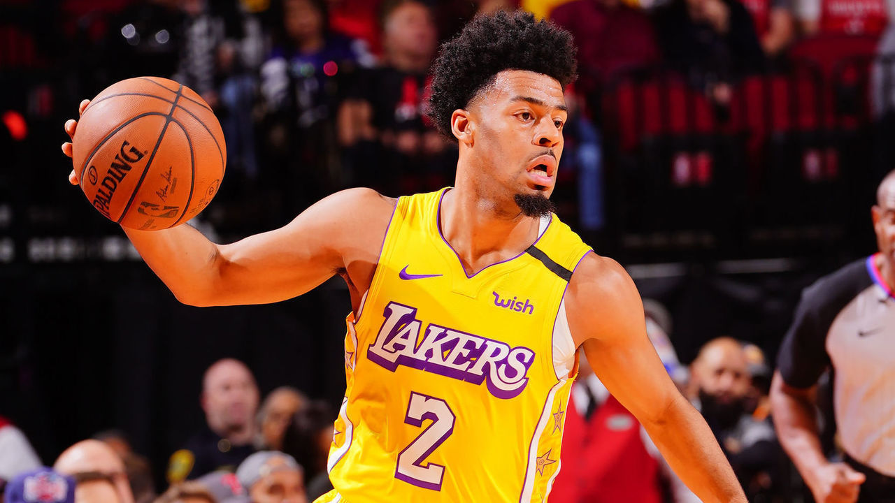 HOUSTON, TX - JANUARY 18 : Quinn Cook #2 of the Los Angeles Lakers handles the ball against the Houston Rockets on January 18, 2020 at the Toyota Center in Houston, Texas. Mandatory Copyright Notice: Copyright 2020 NBAE