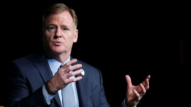 LAS VEGAS, NEVADA - JANUARY 17: NFL Commissioner Roger Goodell speaks during a fireside chat at the Preview Las Vegas business forecasting event at Wynn Las Vegas on January 17, 2020 in Las Vegas, Nevada. The Oakland Raiders will relocate to Las Vegas at the new Allegiant Stadium starting in the 2020 NFL season.