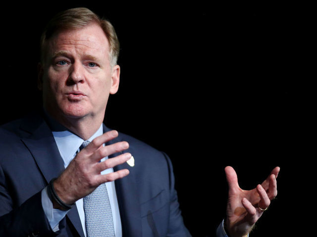 LAS VEGAS, NEVADA - JANUARY 17: NFL Commissioner Roger Goodell speaks during a fireside chat at the Preview Las Vegas business forecasting event at Wynn Las Vegas on January 17, 2020 in Las Vegas, Nevada. The Oakland Raiders will relocate to Las Vegas at the new Allegiant Stadium starting in the 2020 NFL season.