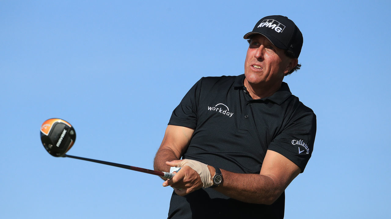 KING ABDULLAH ECONOMIC CIITY, SAUDI ARABIA - JANUARY 29: Phil Mickelson of the USA in action during the Pro Am event prior to the start of the Saudi International at Royal Greens Golf and Country Club on January 29, 2020 in King Abdullah Economic City, Saudi Arabia.