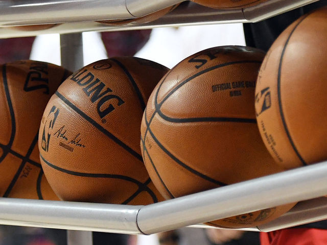 LAS VEGAS, NEVADA - JULY 06: Basketballs are shown in a ball rack before a game between the Washington Wizards and the New Orleans Pelicans during the 2019 NBA Summer League at the Thomas & Mack Center on July 6, 2019 in Las Vegas, Nevada.