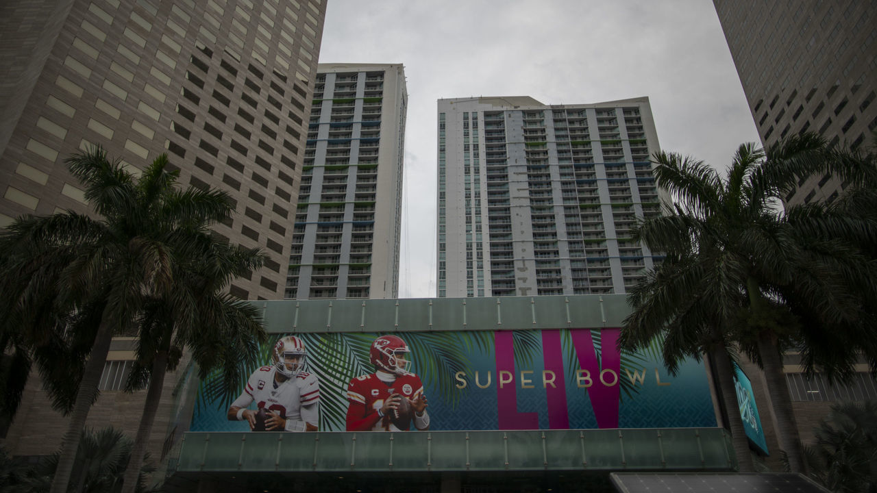 MIAMI, FL - JANUARY 27: Fans visit the Super Bowl XLIV Live on January 27, 2020 in Miami, USA. The Super Bowl XLIV will take place in the Hard Rock Stadium in Miami between the teams 49ers vs. Chiefs, and it will be played on Sunday, Feb. 2, 2020.