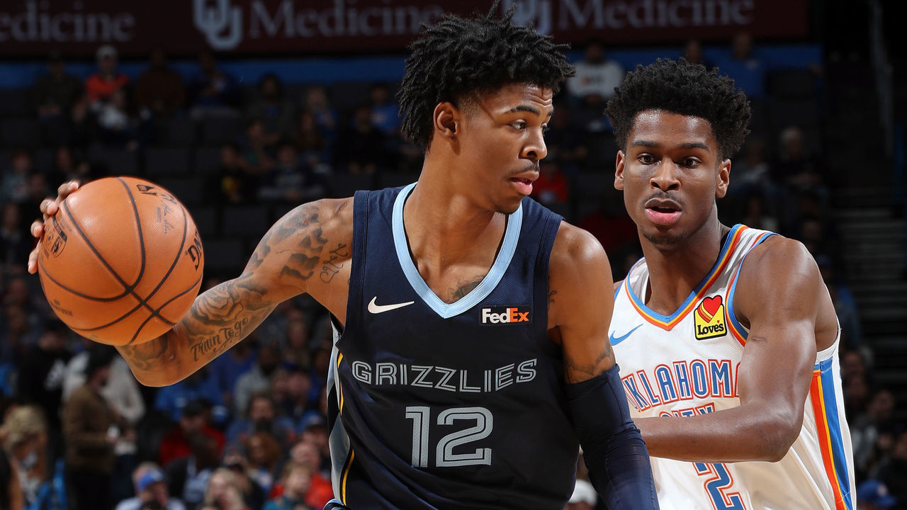 OKLAHOMA CITY, OK- DECEMBER 18: Ja Morant #12 of the Memphis Grizzlies handles the ball during the game against the Oklahoma City Thunder on December 18, 2019 at Chesapeake Energy Arena in Oklahoma City, Oklahoma. Mandatory Copyright Notice: Copyright 2019 NBAE