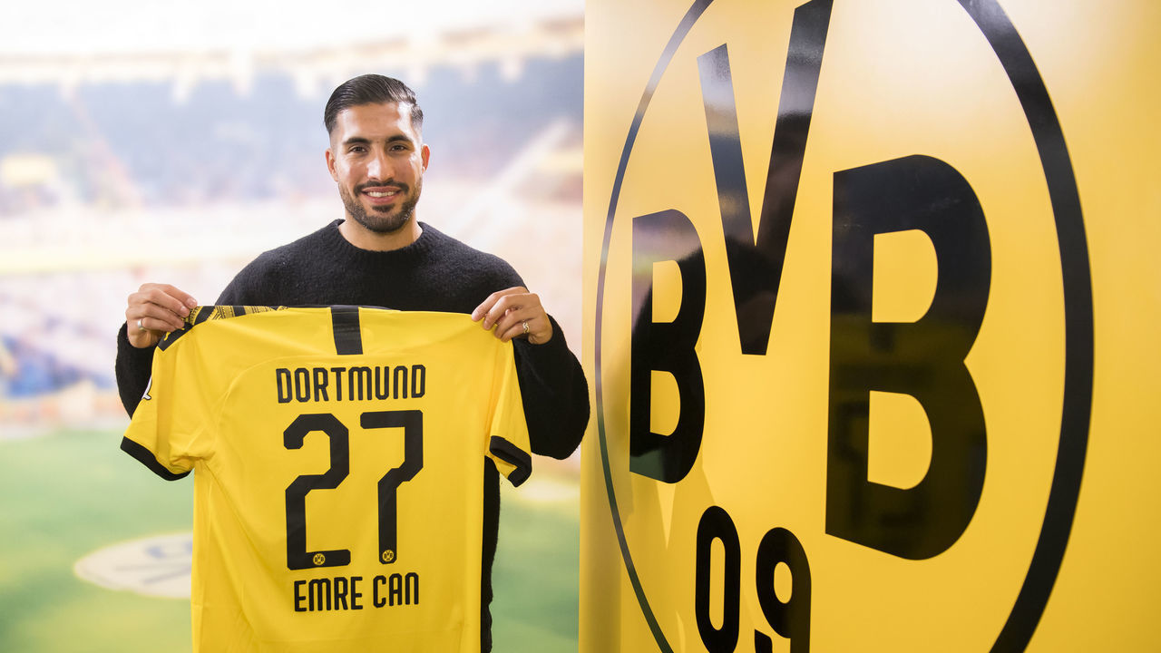 DORTMUND, GERMANY - JANUARY 31: (EXCLUSIVE COVERAGE) Emre Can poses as he signs for Borussia Dortmund on January 31, 2020 in Dortmund, Germany.