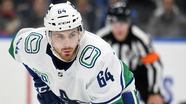 ST. LOUIS, MO. - OCTOBER 17: Vancouver Canucks center Tyler Motte (64) during an NHL game between the Vancouver Canucks and the St. Louis Blues on October 17, 2019, at Enterprise Center, St. Louis, MO.