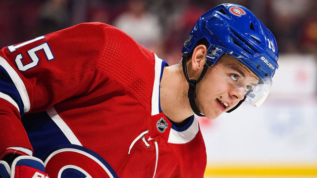 MONTREAL, QC - JANUARY 27: Look on Montreal Canadiens center Jesperi Kotkaniemi (15) during the Washington Capitals versus the Montreal Canadiens game on January 27, 2020, at Bell Centre in Montreal, QC