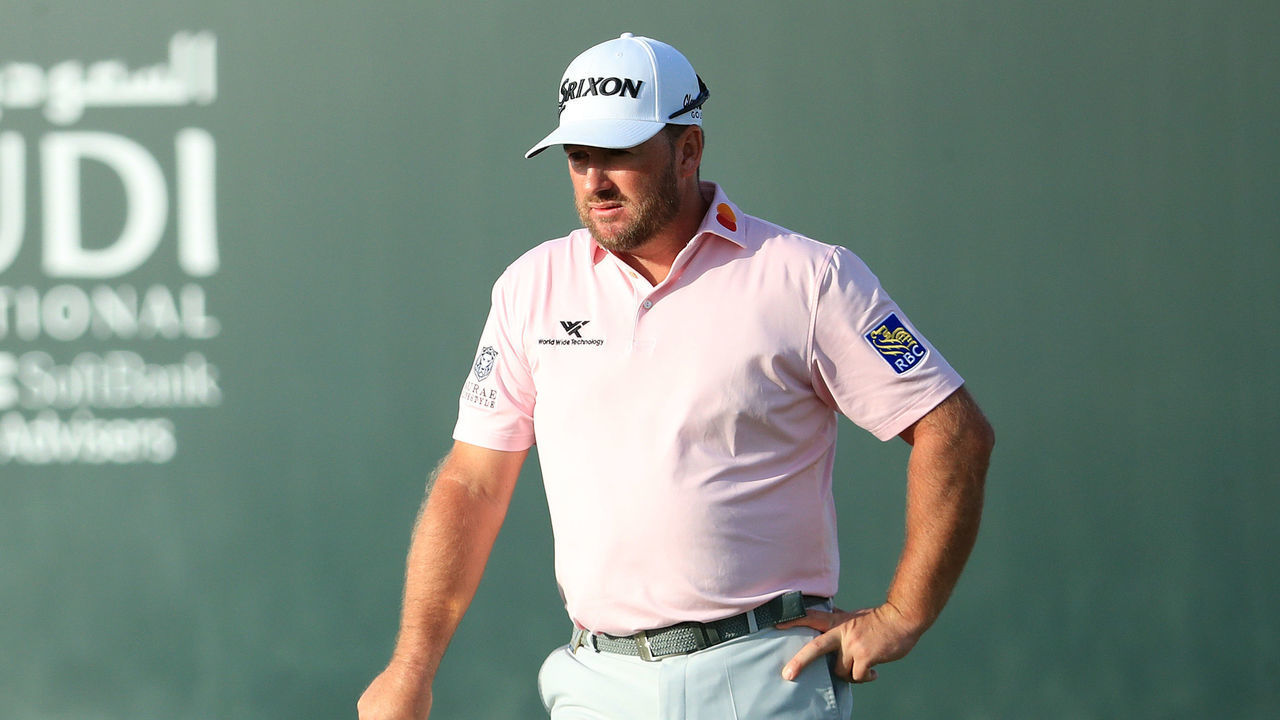 KING ABDULLAH ECONOMIC CITY, SAUDI ARABIA - FEBRUARY 01: Graeme McDowell of Northern Ireland is pictured on the 18th hole during Day Three of the Saudi International at Royal Greens Golf and Country Club on February 01, 2020 in King Abdullah Economic City , Saudi Arabia.
