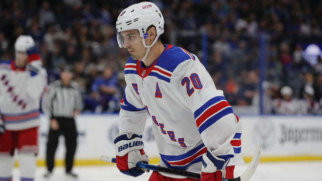 TAMPA, FL - NOVEMBER 14: New York Rangers center Chris Kreider (20) skates during the NHL game between the New York Rangers and Tampa Bay Lightning on November 14, 2019 at Amalie Arena in Tampa, FL.