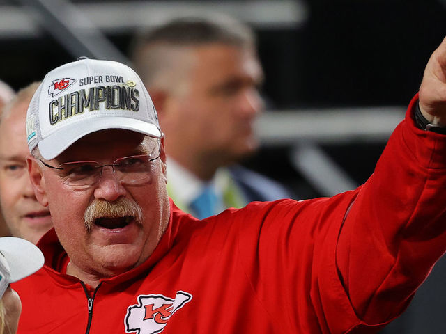 MIAMI, FLORIDA - FEBRUARY 02: Head coach Andy Reid of the Kansas City Chiefs celebrates after defeating San Francisco 49ers by 31 - 20in Super Bowl LIV at Hard Rock Stadium on February 02, 2020 in Miami, Florida.
