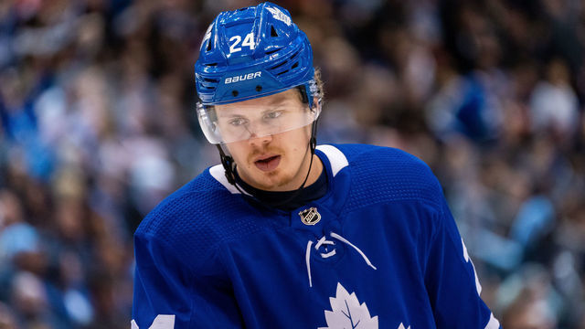TORONTO, ON - JANUARY 6: Kasperi Kapanen #24 of the Toronto Maple Leafs looks on against the Edmonton Oilers during the first period at the Scotiabank Arena on January 6, 2020 in Toronto, Ontario, Canada.