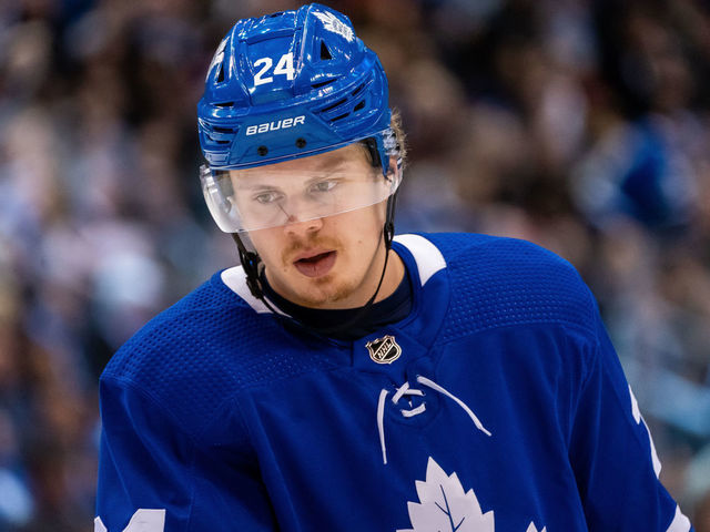 TORONTO, ON - JANUARY 6: Kasperi Kapanen #24 of the Toronto Maple Leafs looks on against the Edmonton Oilers during the first period at the Scotiabank Arena on January 6, 2020 in Toronto, Ontario, Canada.
