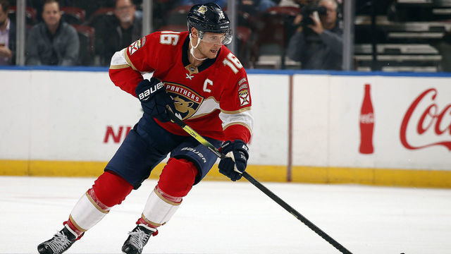 SUNRISE, FL - DECEMBER 16: Aleksander Barkov #16 of the Florida Panthers skates with the puck against the Ottawa Senators at the BB&T Center on December 16, 2019 in Sunrise, Florida.