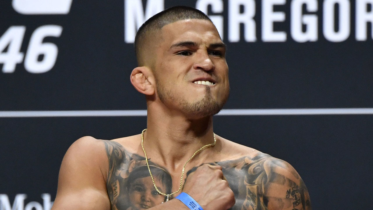 LAS VEGAS, NEVADA - JANUARY 17: Anthony Pettis poses on the scale during the UFC 246 weigh-in at Park Theater at Park MGM on January 17, 2020 in Las Vegas, Nevada.