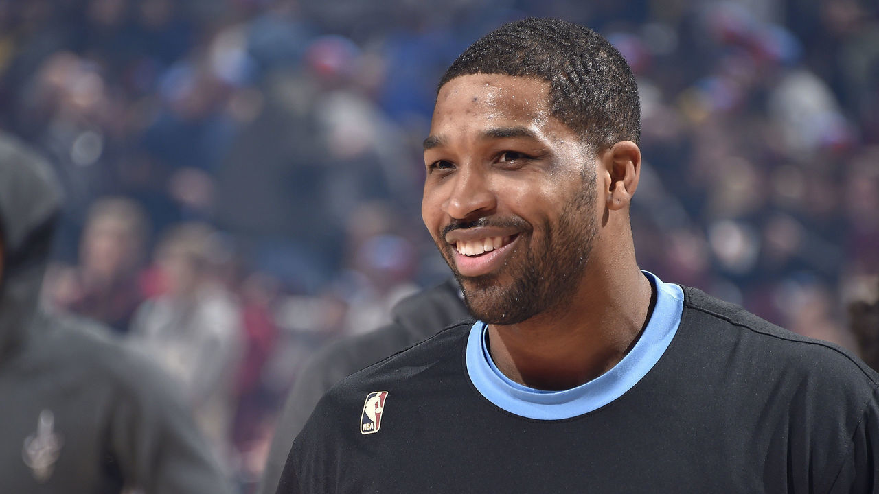 CLEVELAND, OH - JANUARY 28: Tristan Thompson #13 of the Cleveland Cavaliers looks on before the game against the New Orleans Pelicans on January 28, 2020 at Rocket Mortgage FieldHouse in Cleveland, Ohio. NOTE TO USER: User expressly acknowledges and agrees that, by downloading and/or using this Photograph, user is consenting to the terms and conditions of the Getty Images License Agreement. Mandatory Copyright Notice: Copyright 2020 NBAE