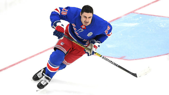 ST LOUIS, MISSOURI - JANUARY 24: Chris Kreider #20 of the New York Rangers skates in the Bridgestone NHL Fastest Skater competition of the 2020 NHL All-Star Skills competition at Enterprise Center on January 24, 2020 in St Louis, Missouri.