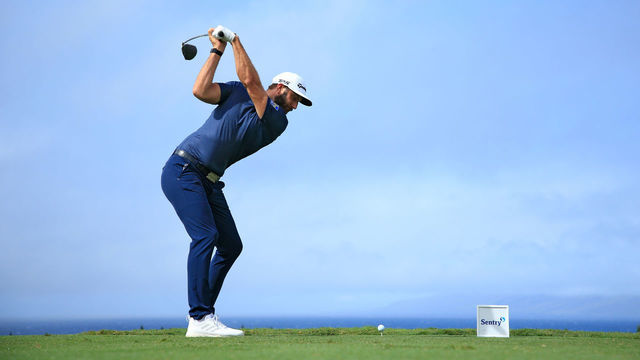 KAPALUA, HAWAII - JANUARY 03: Dustin Johnson of the United States plays his shot from the first tee during the second round of the Sentry Tournament Of Champions at the Kapalua Plantation Course on January 03, 2020 in Kapalua, Hawaii.