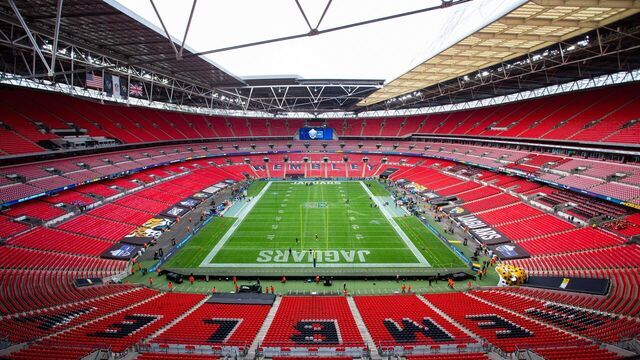 LONDON, ENG - NOVEMBER 03: Wembley Stadium before the NFL game between the Houston Texans and the Jacksonville Jaguars on November 03, 2019 at Wembley Stadium, London, England.