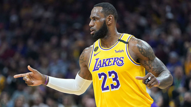 SACRAMENTO, CALIFORNIA - FEBRUARY 01: LeBron James #23 of the Los Angeles Lakers reacts after his team scored against the Sacramento Kings during the first half of an NBA basketball game at Golden 1 Center on February 01, 2020 in Sacramento, California.