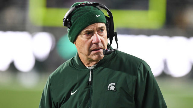 EAST LANSING, MI - NOVEMBER 30: Michigan State head coach Mark Dantonio looks on during a college football game between the Michigan State Spartans and Maryland Terrapins on November 30, 2019 at Spartan Stadium in East Lansing, MI.