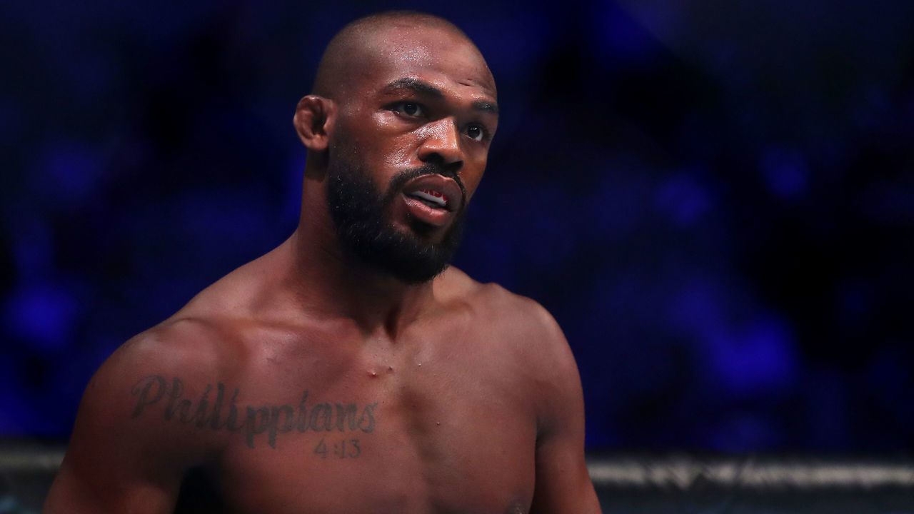 LAS VEGAS, NEVADA - JULY 06: Jon Jones of the United States looks on prior to his UFC Light Heavyweight Title bout against Thiago Santos of Brazil at T-Mobile Arena on July 06, 2019 in Las Vegas, Nevada. Jones defeated Santos by decision.