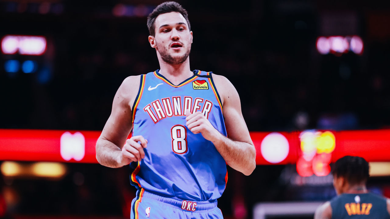 ORLANDO, FLORIDA - JANUARY 22: Danilo Gallinari #8 of the Oklahoma City Thunder on the court between plays against the Orlando Magic in the first quarter at Amway Center on January 22, 2020 in Orlando, Florida. NOTE TO USER: User expressly acknowledges and agrees that, by downloading and/or using this photograph, user is consenting to the terms and conditions of the Getty Images License Agreement.