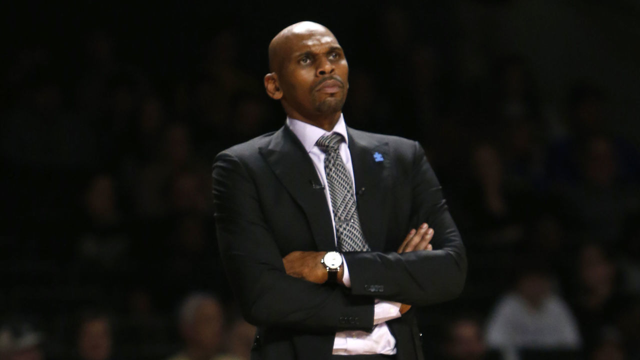 NASHVILLE, TN - FEBRUARY 1: Vanderbilt Commodores head coach Jerry Stackhouse looks on from the sideline during a game between the Vanderbilt Commodores and Florida Gators, February 1, 2020, at Memorial Gym in Nashville, Tennessee.
