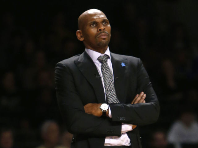 NASHVILLE, TN - FEBRUARY 1: Vanderbilt Commodores head coach Jerry Stackhouse looks on from the sideline during a game between the Vanderbilt Commodores and Florida Gators, February 1, 2020, at Memorial Gym in Nashville, Tennessee.