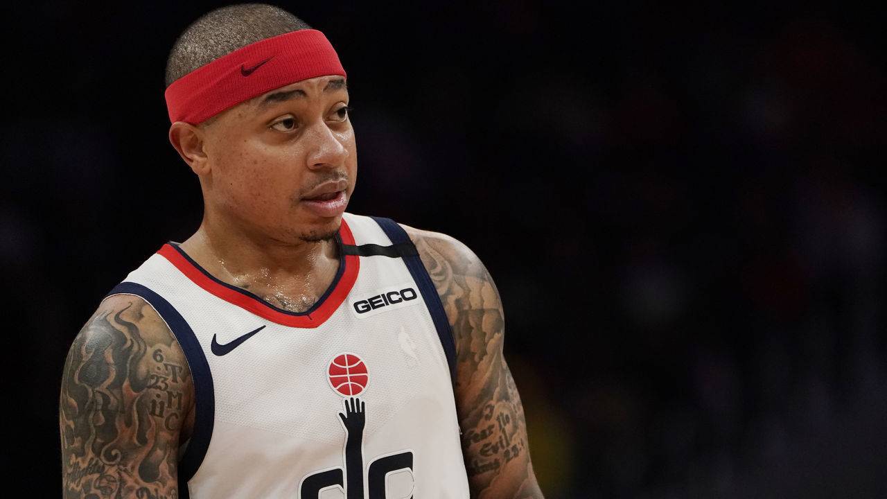 WASHINGTON, DC - FEBRUARY 03: Isaiah Thomas #4 of the Washington Wizards looks on against the Golden State Warriors in the first half at Capital One Arena on February 03, 2020 in Washington, DC.