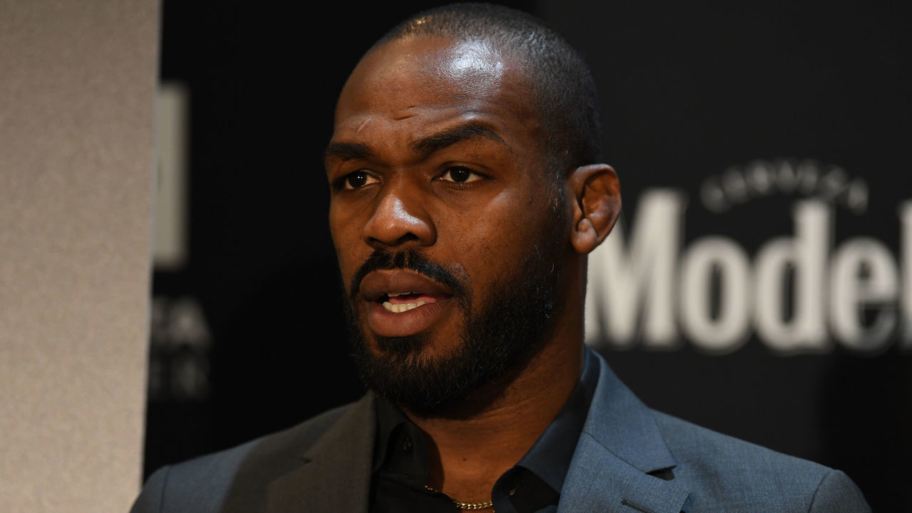 HOUSTON, TEXAS - FEBRUARY 06: Jon Jones interacts with media during the UFC 247 Ultimate Media Day at the Crowne Plaza Houston River Oaks on February 06, 2020 in Houston, Texas.