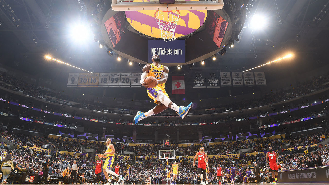 LOS ANGELES, CA - FEBRUARY 6: LeBron James #23 of the Los Angeles Lakers shoots the ball against the Houston Rockets on February 6, 2020 at STAPLES Center in Los Angeles, California. NOTE TO USER: User expressly acknowledges and agrees that, by downloading and/or using this Photograph, user is consenting to the terms and conditions of the Getty Images License Agreement. Mandatory Copyright Notice: Copyright 2020 NBAE