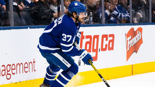 TORONTO, ON - JANUARY 18: Timothy Liljegren #37 of the Toronto Maple Leafs skates against the Toronto Maple Leafs during the third period at the Scotiabank Arena on January 18, 2020 in Toronto, Ontario, Canada.