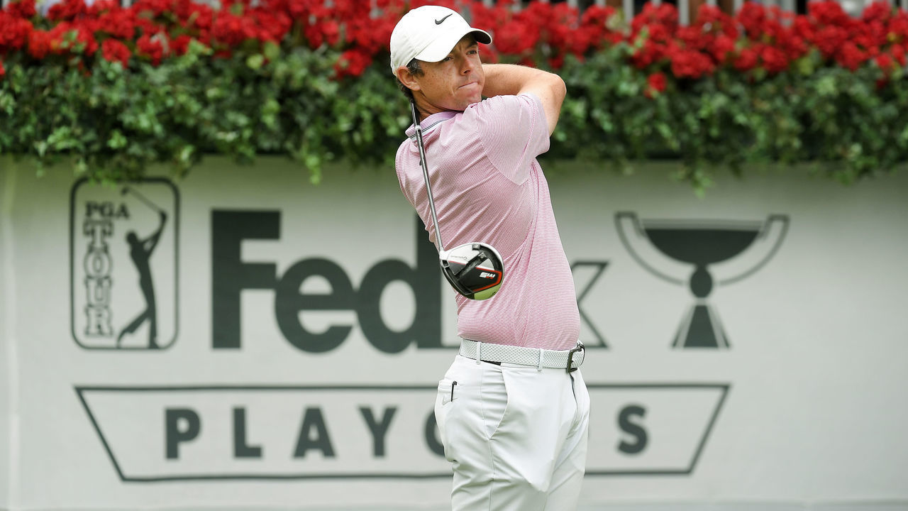 ATLANTA, GA - AUGUST 25: Rory McIlroy of Northern Ireland hits his tee shot on the first hole during the final round of the TOUR Championship at East Lake Golf Club on August 25, 2019, in Atlanta, Georgia.