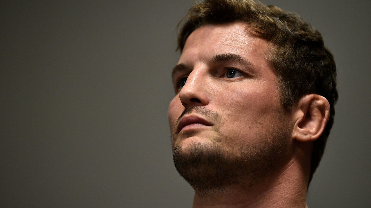 DENVER, CO - NOVEMBER 10: Chas Skelly rests backstage during the UFC Fight Night event inside Pepsi Center on November 10, 2018 in Denver, Colorado.