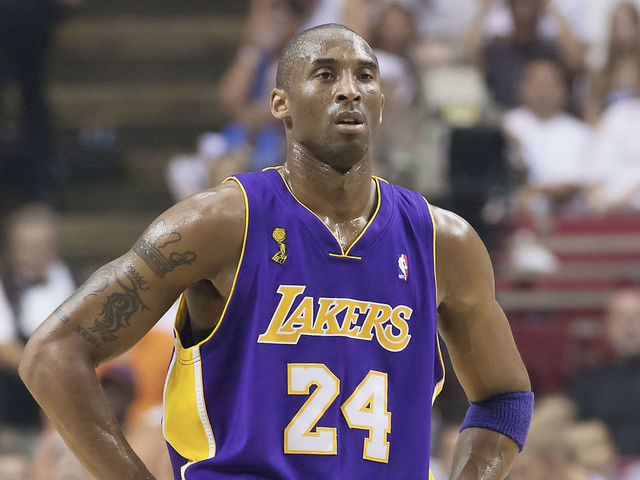 ORLANDO, FL - JUNE 14: Kobe Bryant #24 of the Los Angeles Lakers looks on during Game Five of the 2009 NBA Finals against the Orlando Magic at Amway Arena on June 14, 2009 in Orlando, Florida. Mandatory Credit: 2009 NBAE
