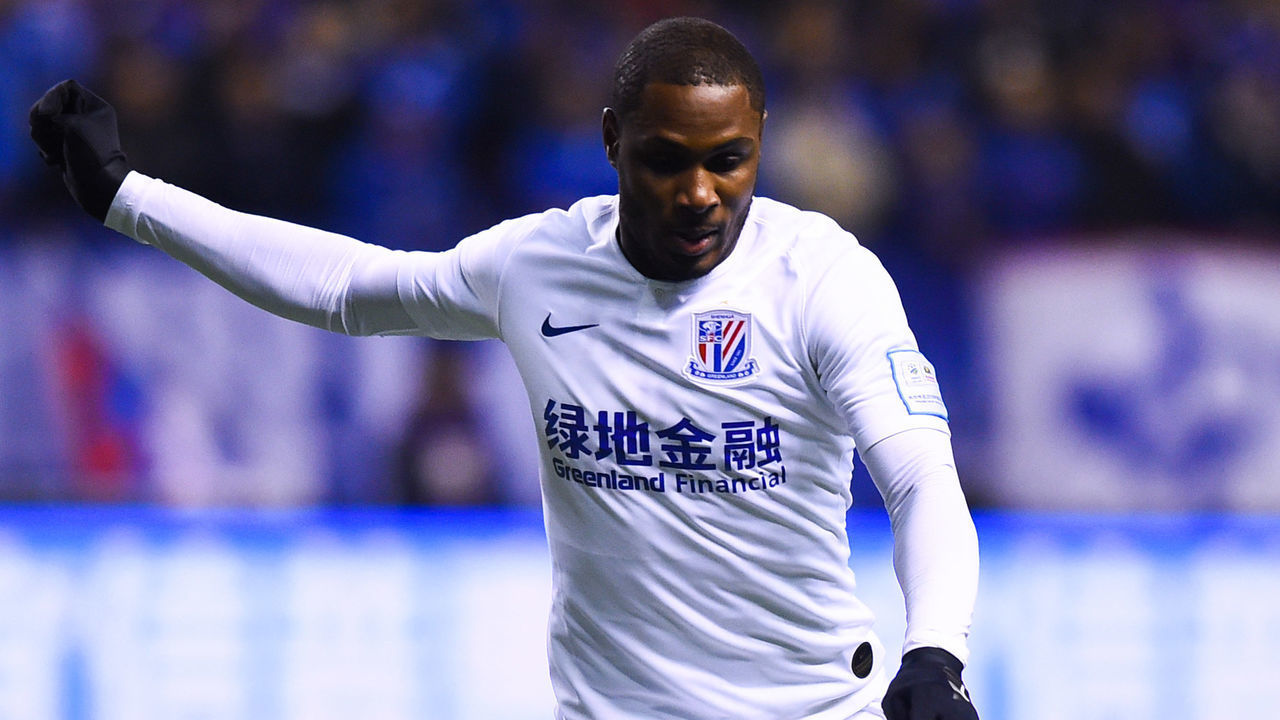 SHANGHAI, CHINA - DECEMBER 06: Odion Ighalo #9 of Shanghai Greenland Shenhua drives the ball during 2019 Chinese Football Association (CFA) Cup final match between Shanghai Greenland Shenhua and Shandong Luneng Taishan at Shanghai Hongkou Football Stadium on December 6, 2019 in Shanghai, China.