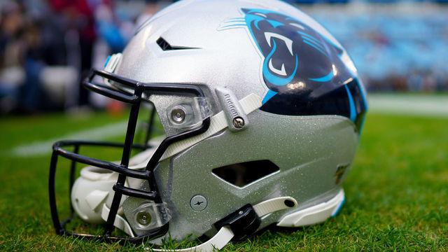 CHARLOTTE, NORTH CAROLINA - DECEMBER 01: A Carolina Panthers helmet before their game against the Washington Redskins at Bank of America Stadium on December 01, 2019 in Charlotte, North Carolina.