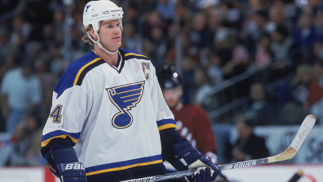 31 Oct 2001: Defenseman Chris Pronger #44 of the St. Louis Blues looks on against the Colorado Avalanche during the NHL game at the Pepsi Center in Denver, Colorado . The Blues edged the Avalanche 1-0. Mandatory Credit: Brian Bahr/Getty Images/NHLI