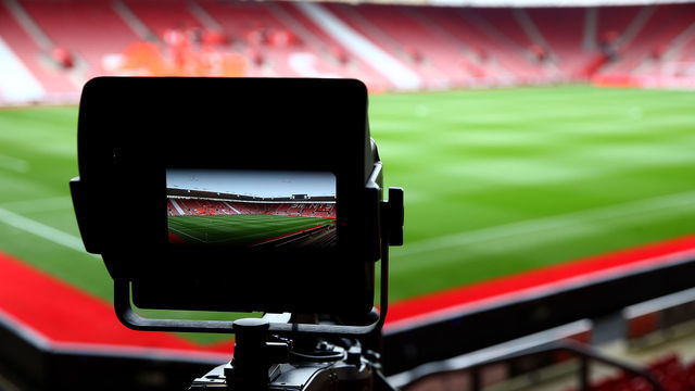 SOUTHAMPTON, ENGLAND - APRIL 13: General view through the lens of a tv camera ahead of the Premier League match between Southampton FC and Wolverhampton Wanderers at St Mary's Stadium on April 13, 2019 in Southampton, United Kingdom.