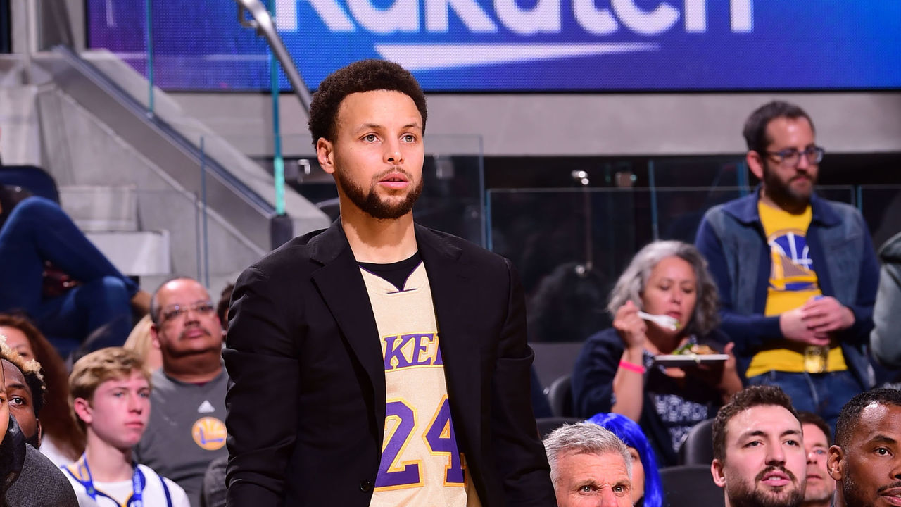 SAN FRANCISCO, CA - FEBRUARY 8: Stephen Curry #30 of the Golden State Warriors looks on during a game against the Los Angeles Lakers on February 8, 2020 at Chase Center in San Francisco, California. NOTE TO USER: User expressly acknowledges and agrees that, by downloading and or using this photograph, user is consenting to the terms and conditions of Getty Images License Agreement. Mandatory Copyright Notice: Copyright 2020 NBAE