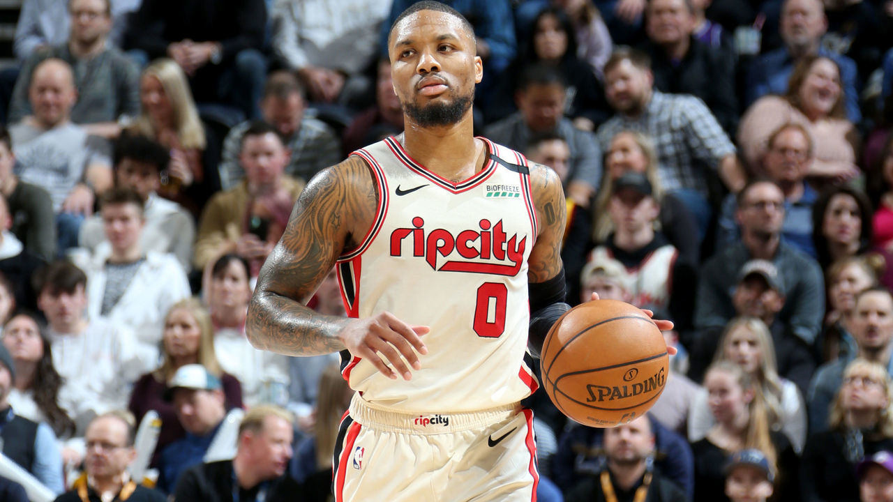 SALT LAKE CITY, UT - FEBRUARY 7: Damian Lillard #0 of the Portland Trail Blazers handles the ball during a game against the Utah Jazz on February 7, 2020 at vivint.SmartHome Arena in Salt Lake City, Utah. Mandatory Copyright Notice: Copyright 2020 NBAE